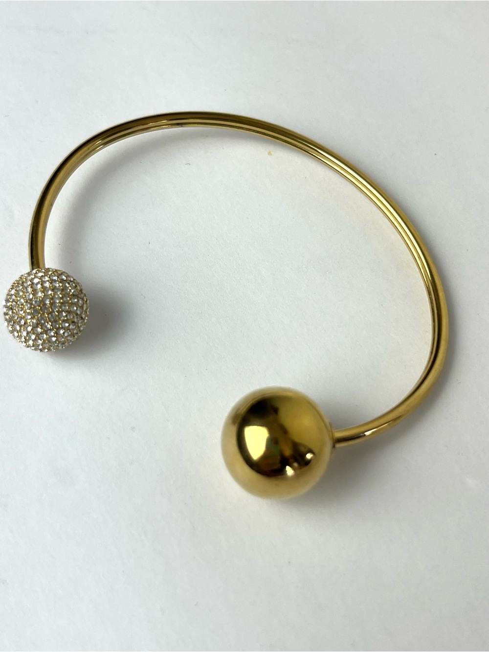 Michael Kors Gold Pave Crystal Sphere Bangle Double Bling Ball Gold Tone